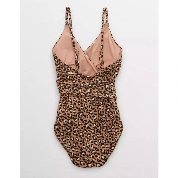 NEW Aerie Leopard Print Wrap One Piece Swimsuit Size L - Picture 5 of 11